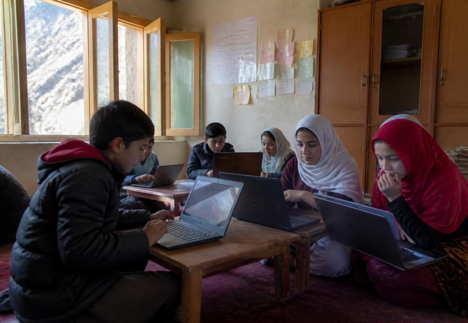 E47 Foundation students at work during a class session in Hunza